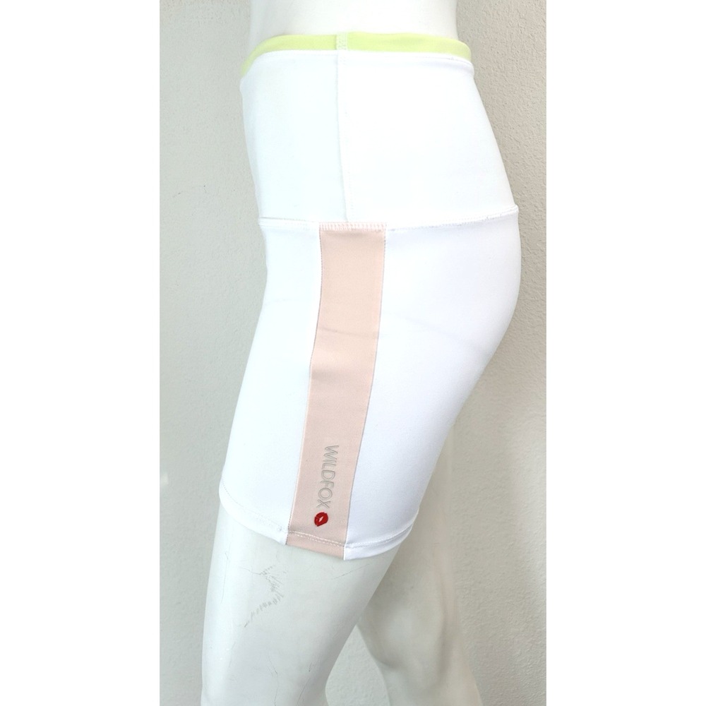 Wildfox High Rise Biker Shorts Medium White Pastel Colorblock Yoga Running 3.5